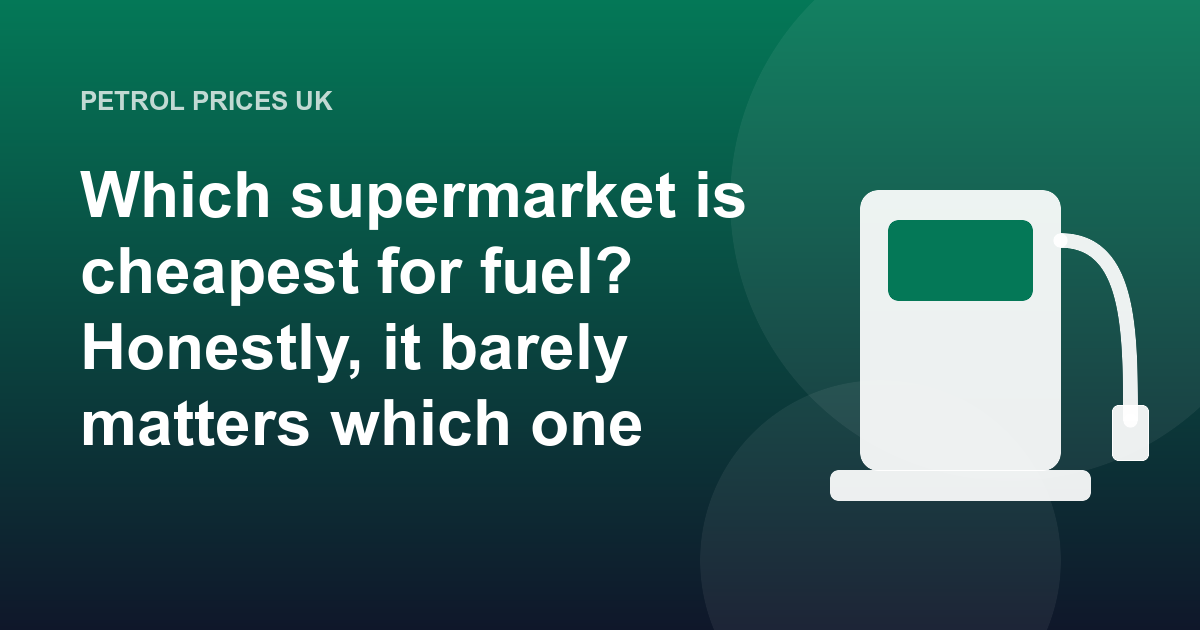 A fuel pump illustration with the question of which supermarket is cheapest